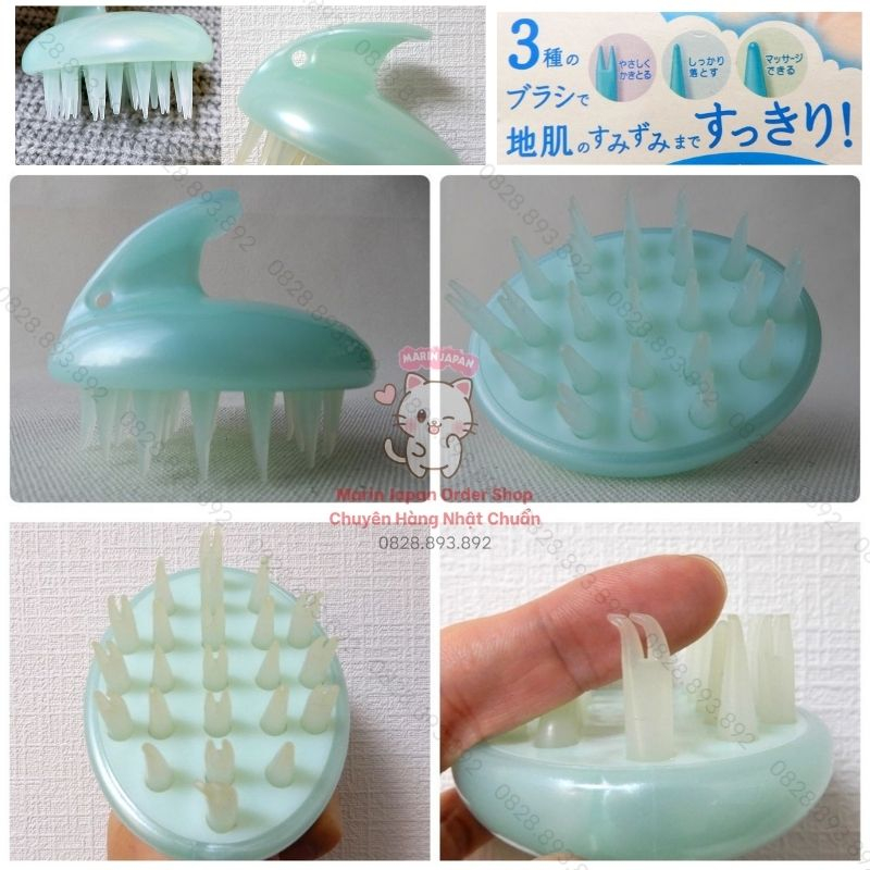 Lược Gội Đầu Massage Gãi Đầu Kao Merit Nhật Bản - Lược Bàn Chải Cao Cấp 3 Đầu Bàn Chải Giúp Làm Sạch vàThư Giãn da đầu