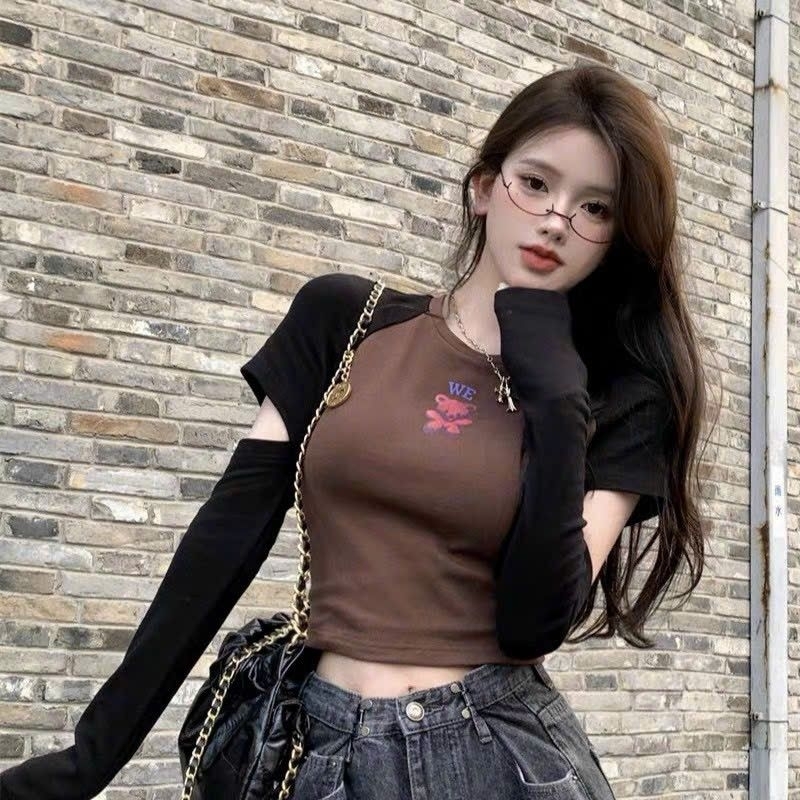 Áo ống cổ ba lỗ lọ kèm tay áo rời sexy, Áo Thun Nữ Ngắn Tay Cổ Lọ Màu Đỏ Thời Trang Thu Đông ☘️☘️☘️TA alohashop91