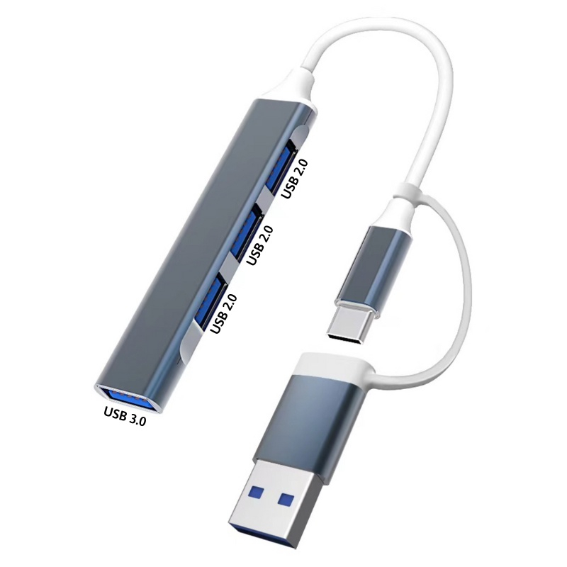 Hub type C, hub usb 4 trong 1 mở rộng kết nối cho pc, laptop, macbook, điện thoại tiện dụng