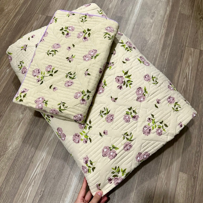 Bộ chăn ga gối 3 Món Cotton đũi Trần bông xơ đậu lành - Full Size sẵn tại SamSam- bedding