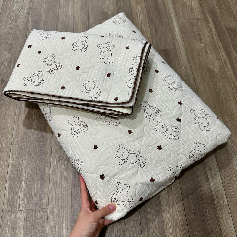 Bộ chăn ga gối 3 Món Cotton đũi Trần bông xơ đậu lành - Full Size sẵn tại SamSam- bedding