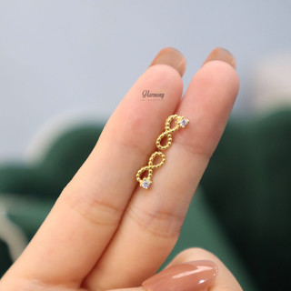 Bông khuyên tai nữ bạc mạ vàng mặt vô cực nhỏ nhắn xinh xắn, nữ tính Infinit | HARMONY ACCESSORIES K217