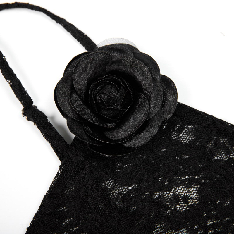 Áo liền quần vải ren có đính kèm cài hoa