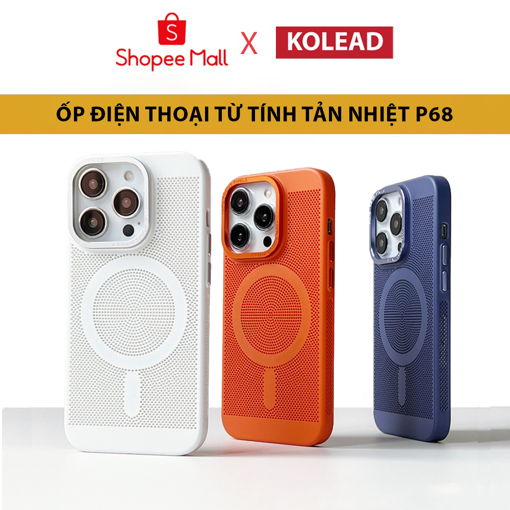 [3in1]Ốp điện thoại sạc không dây Tản nhiệt thoáng khí phối kim loại P68 KOLEAD cho iPh 13  14  15 plus Pro 15 Promax