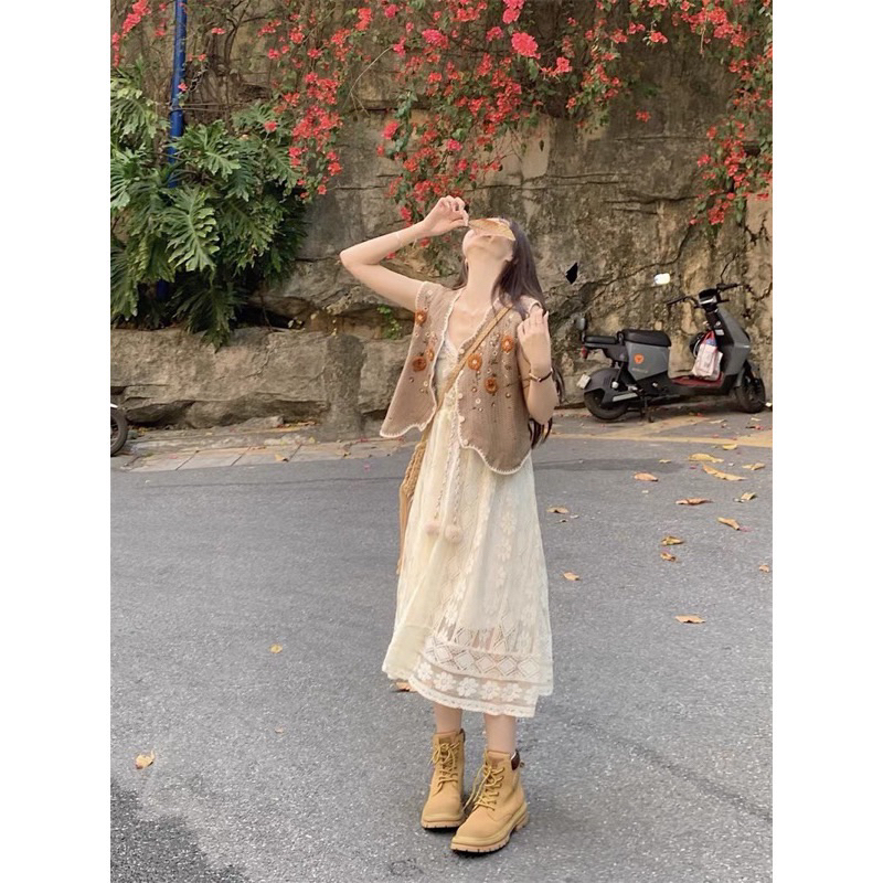 Sét Áo Ghi Lê Và Váy Thời Trang Boho Du Lịch mã mới 2023