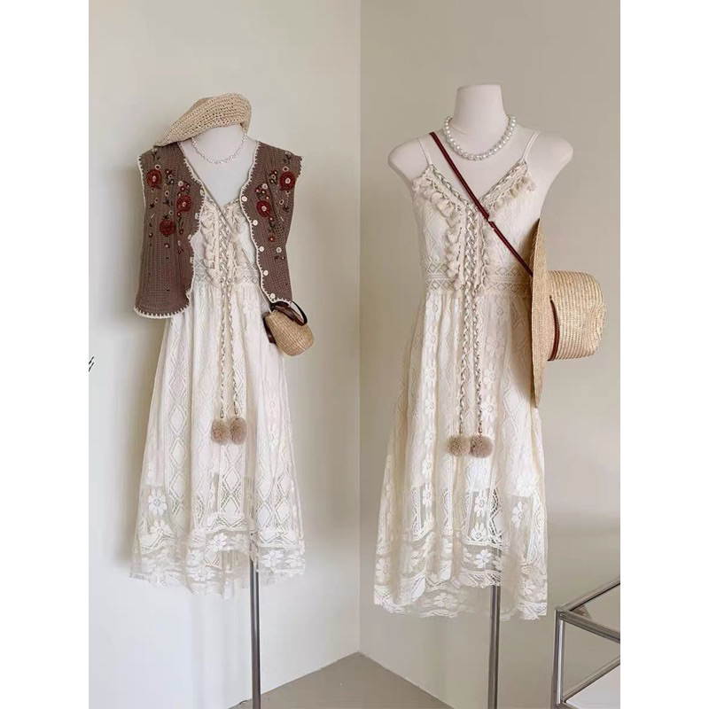 Sét Áo Ghi Lê Và Váy Thời Trang Boho Du Lịch mã mới 2023