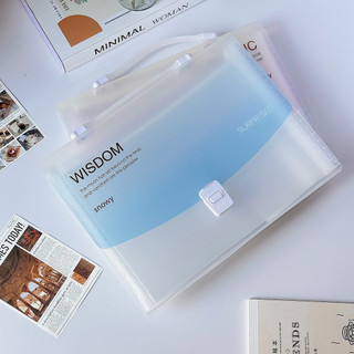 Túi đựng tài liệu 13 ngăn Clear Gradient sức chứa giấy lớn, kèm giấy phân đầu mục, chất liệu nhựa cứng cáp FTL02