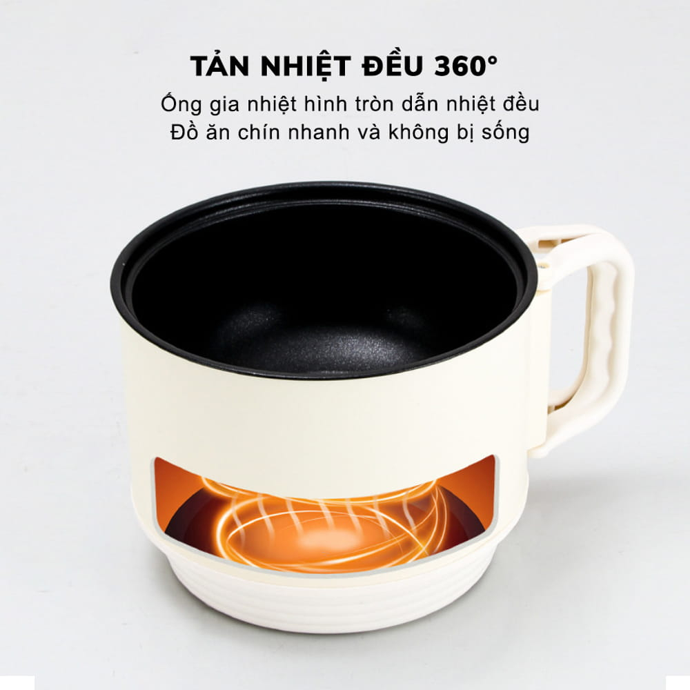 Nồi Lẩu Điện Mini Đa Năng Tay Cầm Gấp Gọn Dung Tích 1.5L Công Suất 450W Chống Dính Siêu Tiện Lợi