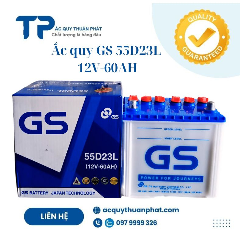 bình ắc quy gs 55d23L 12v-60ah