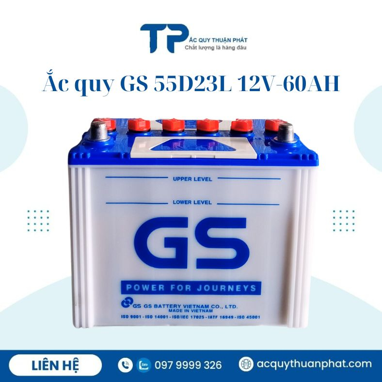 bình ắc quy gs 55d23L 12v-60ah