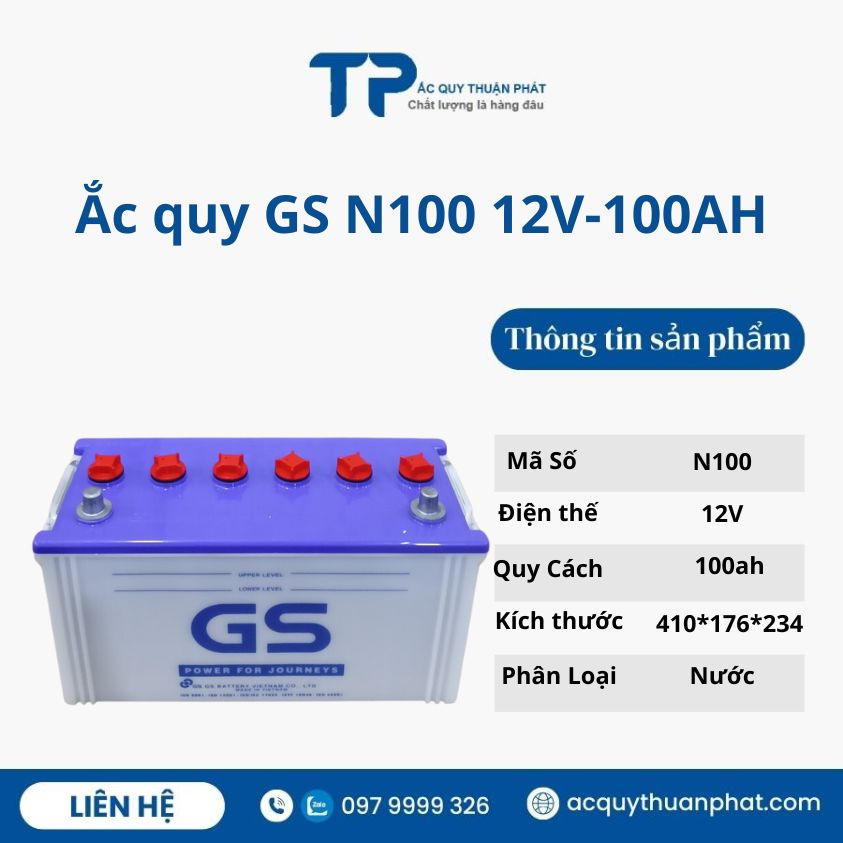 Bình ắc quy Gs N100 12V-100ah