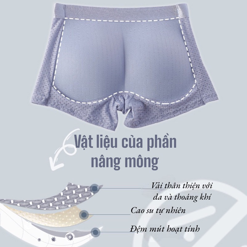 Quần nâng mông nam Boxer độn mông tự nhiên không dấu vết, Quần sịp đùi nâng mông sexy lịch lãm