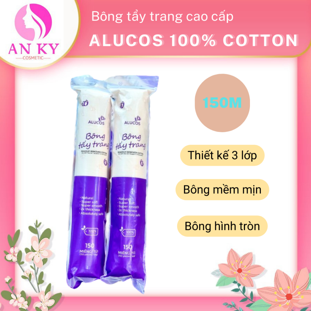 Bông Tẩy Trang Alucos Mềm Mịn Túi 150 miếng