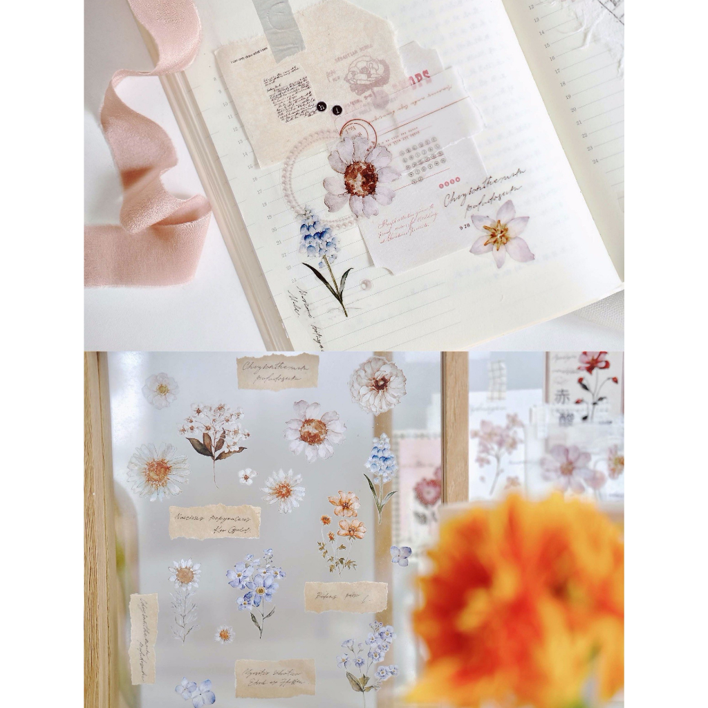 𝓑𝓾𝓵𝓵𝓮𝓽𝓳𝓸𝓾𝓻𝓷𝓪𝓵𝟏𝟏𝟓 ✿ Băng dính hãng Freckles Tea  mẫu "𝐅𝐥𝐨𝐰𝐞𝐫 𝐈𝐥𝐥𝐮𝐬𝐭𝐫𝐚𝐭𝐞𝐝 𝐁𝐨𝐨𝐤" hoa nhí nhiều màu rực rỡ