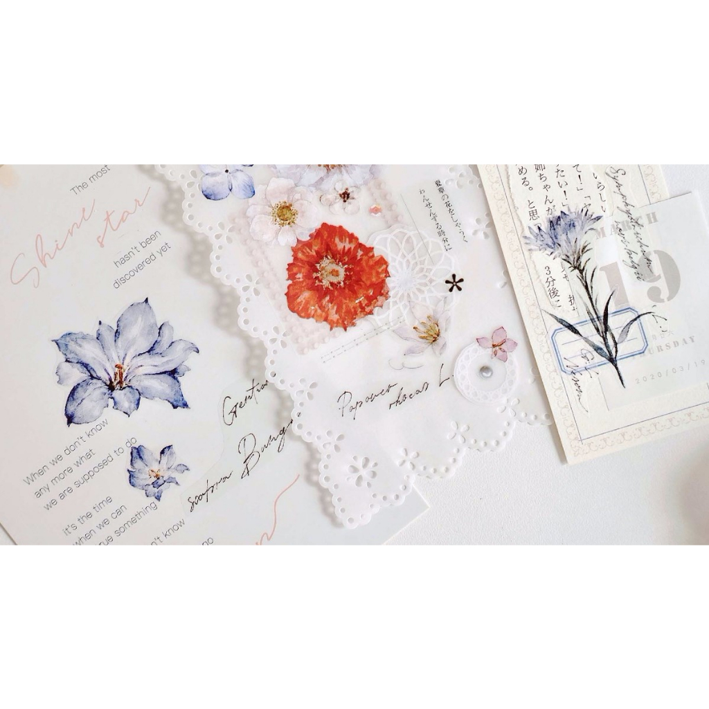 𝓑𝓾𝓵𝓵𝓮𝓽𝓳𝓸𝓾𝓻𝓷𝓪𝓵𝟏𝟏𝟓 ✿ Băng dính hãng Freckles Tea  mẫu "𝐅𝐥𝐨𝐰𝐞𝐫 𝐈𝐥𝐥𝐮𝐬𝐭𝐫𝐚𝐭𝐞𝐝 𝐁𝐨𝐨𝐤" hoa nhí nhiều màu rực rỡ