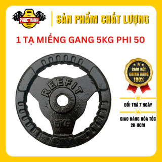 Tạ miếng gang tạ bánh gang 3 lỗ phi 50 loại 5kg (đen) (PHUCTHANHSPORT)