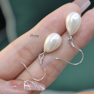 Bông tai ngọc trai nhân tạo chất liệu bạc nữ tính hình giọt nước sang chảnh| HARMONY ACCESSORIES K224