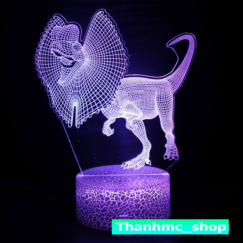 Đèn led 3D 7 màu hình khủng long Để Bàn, Trang Trí Phòng Ngủ, Decor, Làm Quà tặng
