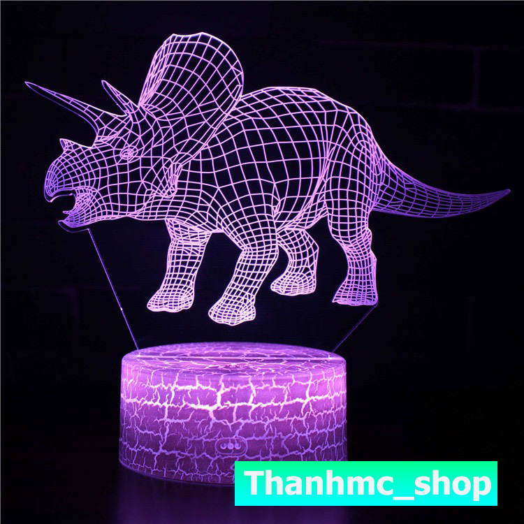 Đèn led 3D 7 màu hình khủng long Để Bàn, Trang Trí Phòng Ngủ, Decor, Làm Quà tặng