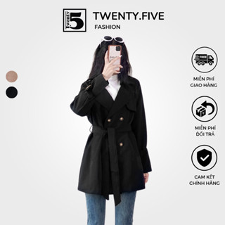  Áo khoác măng tô dáng dài,fom rộng,có 4 cúc và dây đai Twenty.5 -  5064 