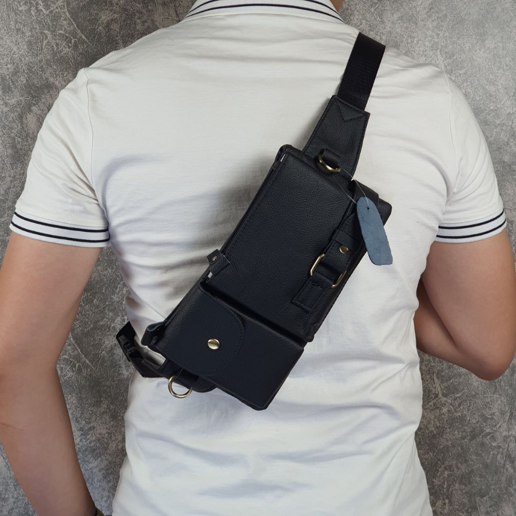 Túi đeo chéo kết hợp đeo hông nam da bò thật TD107VB   - 100% da bò thật, BH 3 năm