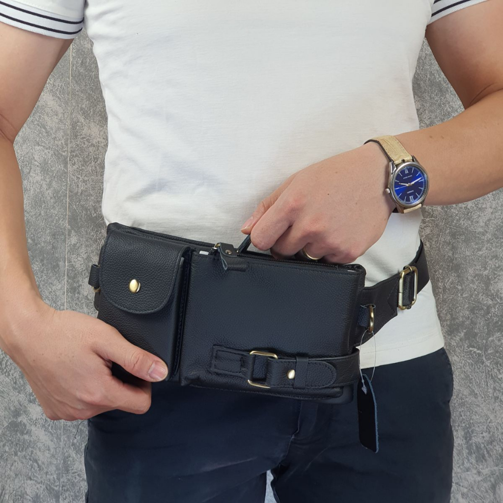 Túi đeo chéo kết hợp đeo hông nam da bò thật TD107VB   - 100% da bò thật, BH 3 năm