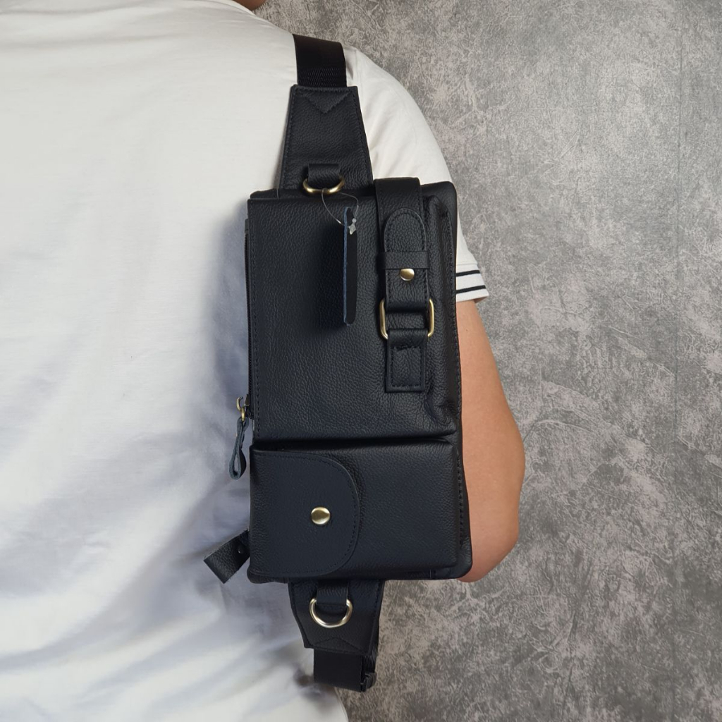 Túi đeo chéo kết hợp đeo hông nam da bò thật TD107VB   - 100% da bò thật, BH 3 năm