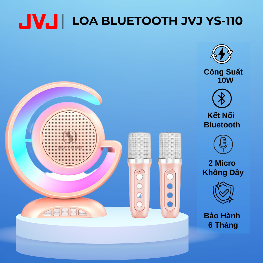 Loa bluetooth karaoke JVJ YS-110 2 mic Không dây, công suất 10W, có đèn Led - Loa bluetooth karaoke YS 110 mini - Bảo hà