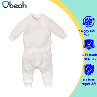 Bộ trần bông cho bé chất liệu cotton trần bông mềm mại êm ái OBEAH Fullsize 59 đến 90  từ 0 đến 24 tháng OB112105