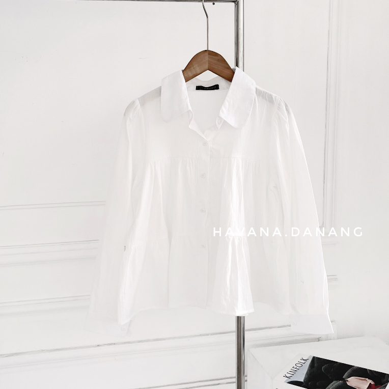 Áo babydoll dài tay nhiều tầng, áo sơ mi kiểu freesize nhiều màu HE61