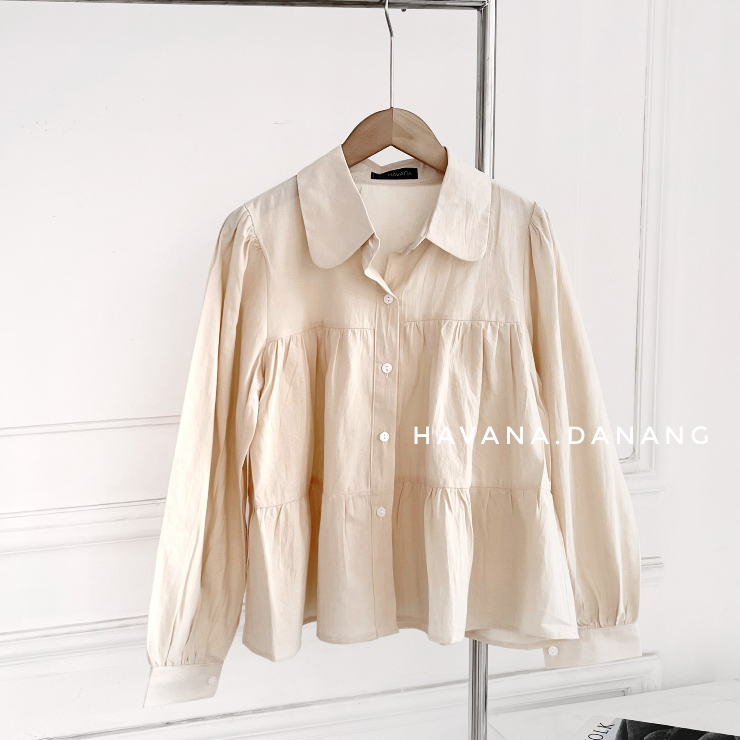 Áo babydoll dài tay nhiều tầng, áo sơ mi kiểu freesize nhiều màu HE61