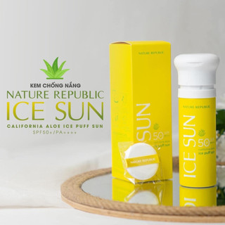 Kem Chống Nắng IceSun Nature Republic SPF50+ PA+++ Mẫu Mới - Tặng kèm 2 mút tán