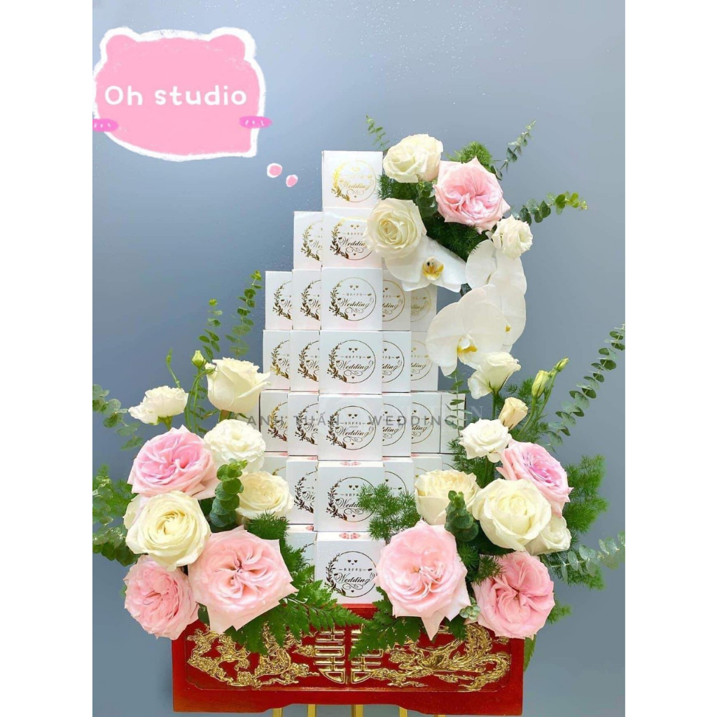 10-50 Vỏ hộp giấy wedding và hỷ nhũ trang trí tráp