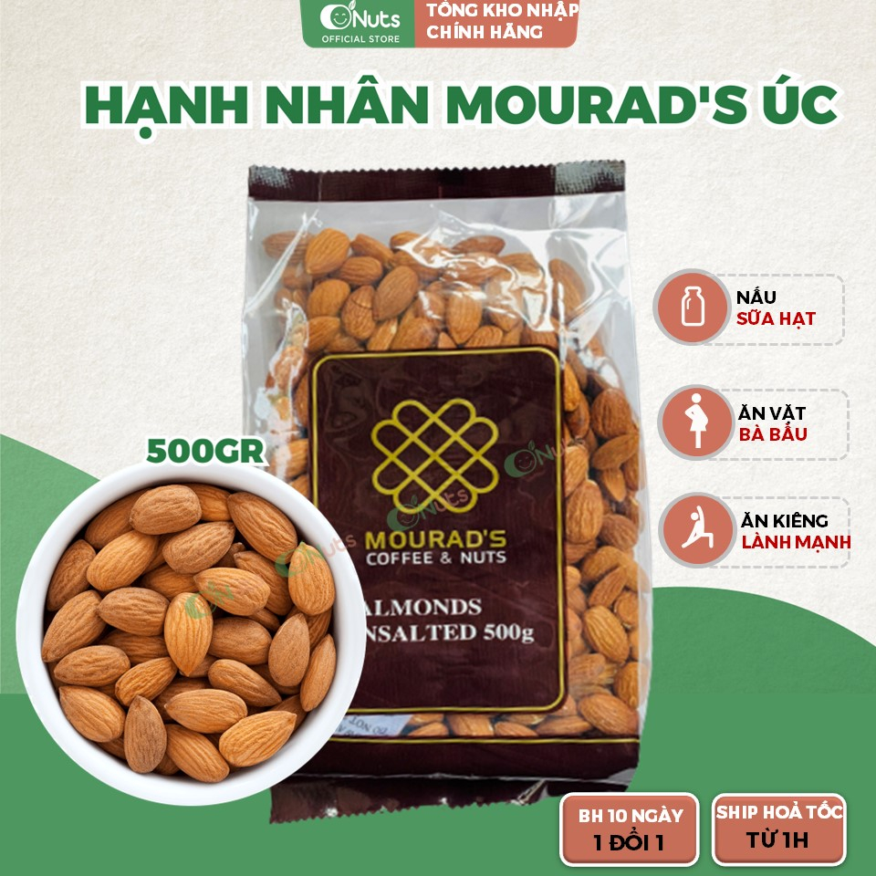 Hạt hạnh nhân tách vỏ Almond Mourad Úc 500g- Hạt nguyên vị đã sấy, ăn trực tiếp, làm sữa hạt, cho bà bầu, eat clean