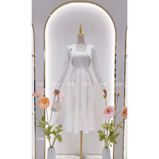 set dạ 2 món màu trắng