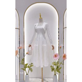 set dạ 2 món màu trắng