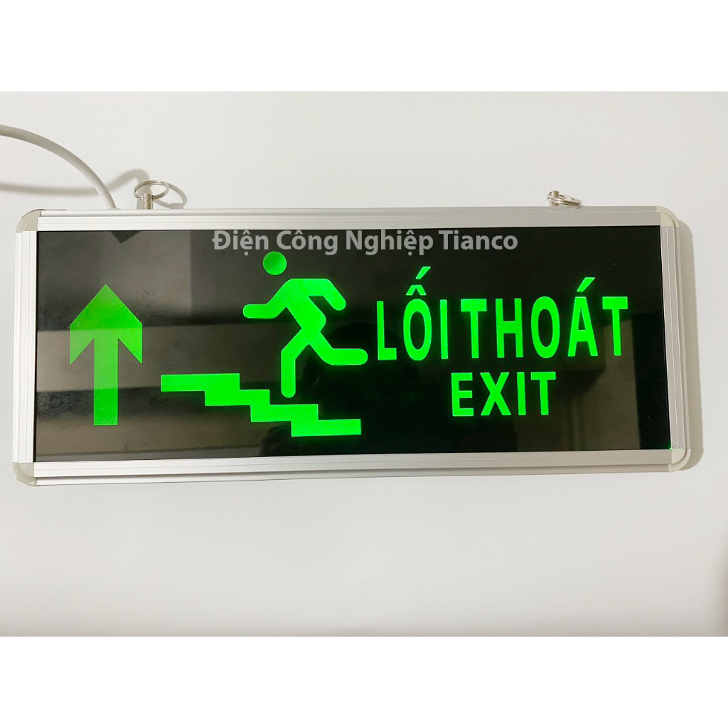Đèn EXIT lên cầu thang có chữ lối thoát 1 mặt 2 mặt