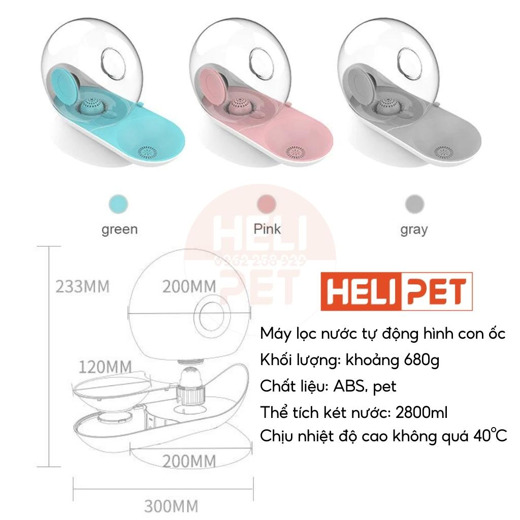 [THỂ TÍCH LỚN 2.8L] Bình Lọc Nước Tự Động Hình Con Ốc Cho Chó Mèo Máy Uống Nước Cho Thú Cưng - HeLiPet