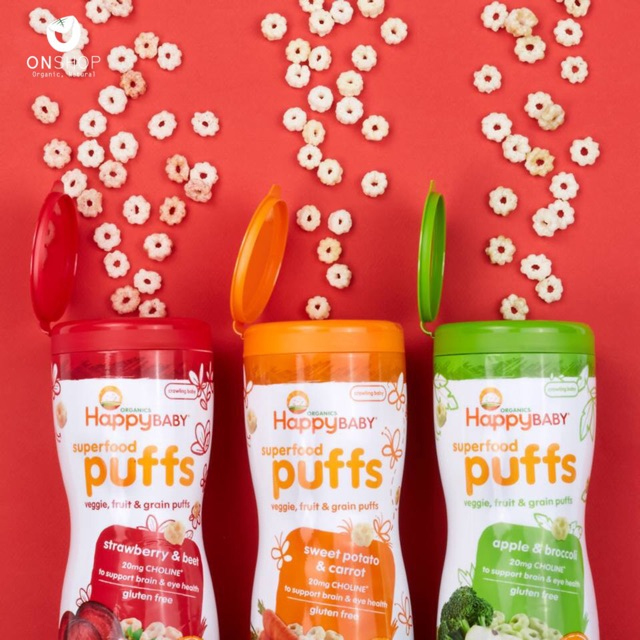 Gerber Puffs bánh ăn dặm Gẻber ngôi sao cho bé // Bánh ăn dặm Happy Baby