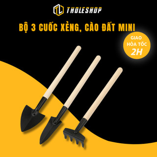 Bộ 3 cuộc, xẻng, cào đất mini trồng cây cảnh, trồng rau tholeshop 4221