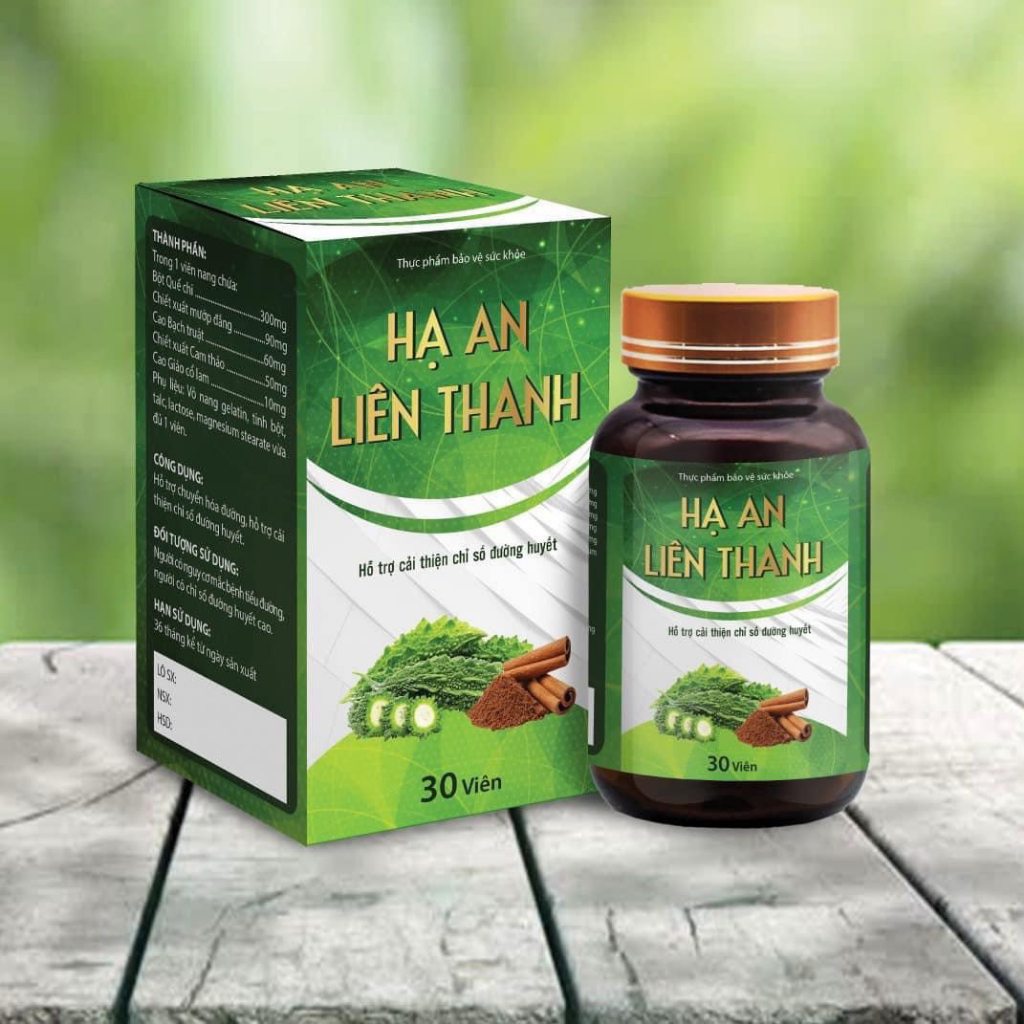 Hạ An Liên Thanh từ quế chi, mướp đắng, cam thảo giúp giảm và ngăn ngừa tiểu đường, đường huyết cao - Hộp 30 viên