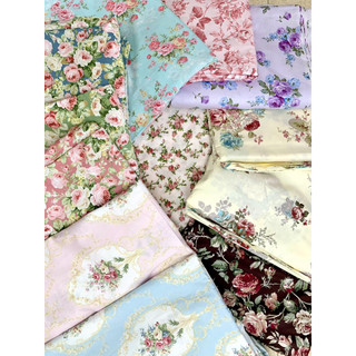 Vải hoa nhí, hoa to vintage chất thô mặt lụa làm khăn trải bàn, may váy lolita, đầm tiểu thư
