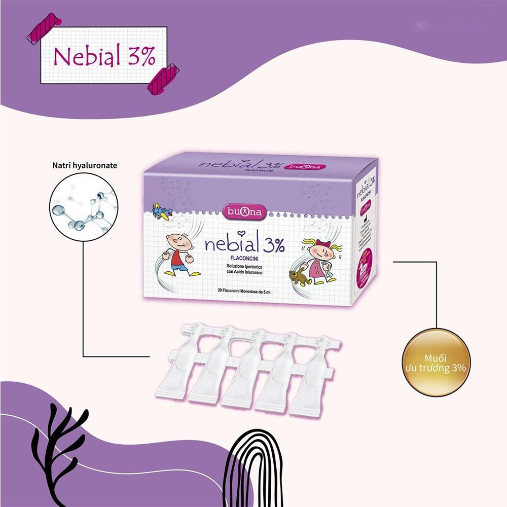 Dung Dịch Nhỏ Mũi Buona Nebial 3% Flaconcini Nhập Khẩu Chính Hãng Từ Ý (Hộp 20 Ống)