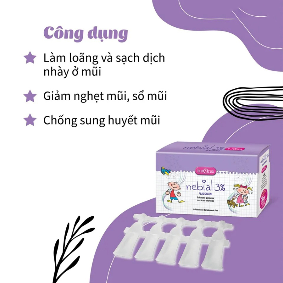 Dung Dịch Nhỏ Mũi Buona Nebial 3% Flaconcini Nhập Khẩu Chính Hãng Từ Ý (Hộp 20 Ống)