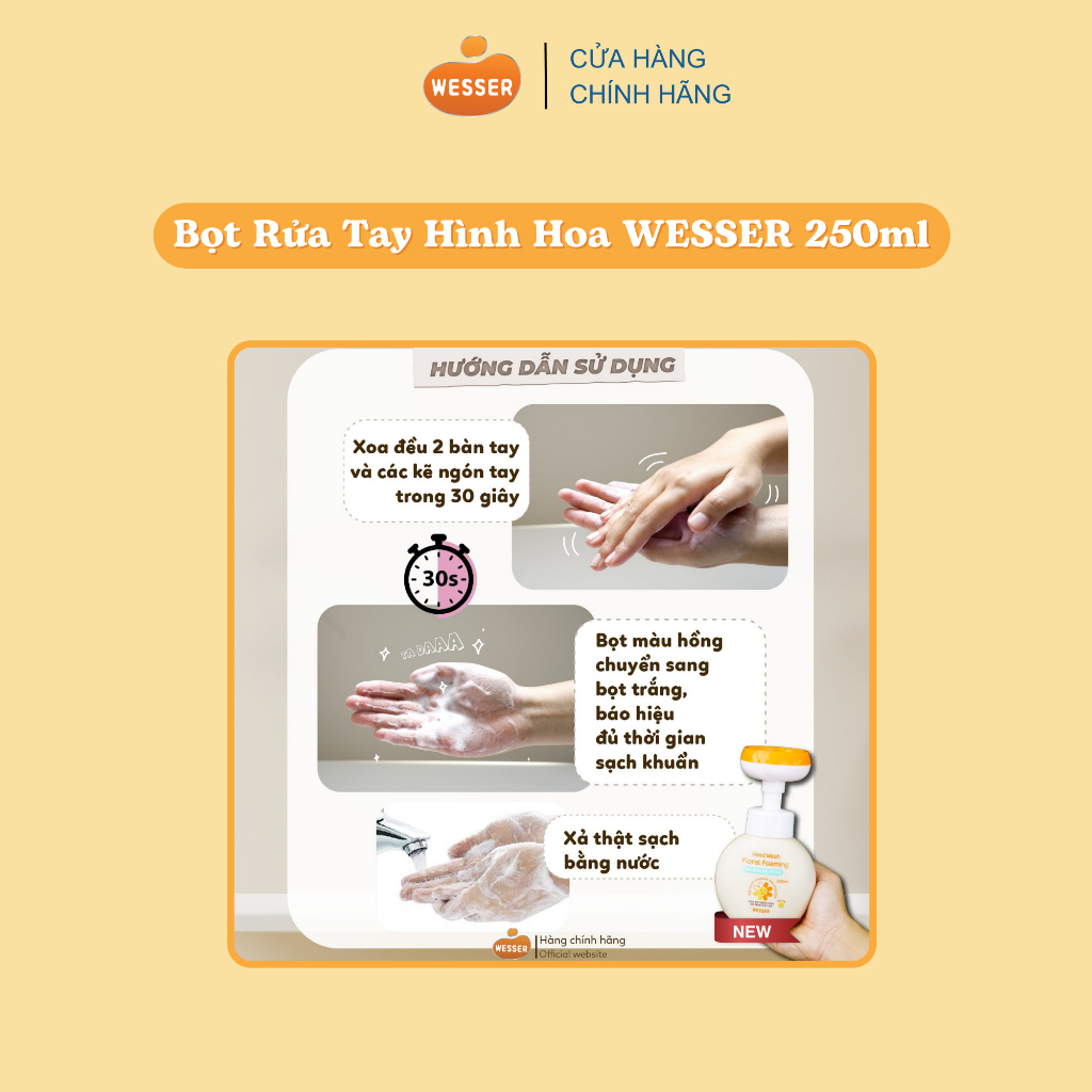 Bọt rửa tay hình hoa Wesser 250ml
