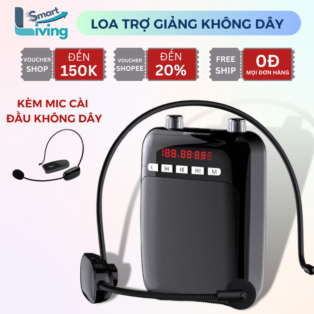 Loa Trợ Giảng Không Dây, Máy Trợ Giảng KAW ZS, Hỗ Trợ Bluetooth, Âm Thanh To, Rõ Ràng, Dễ Dàng Sử Dụng