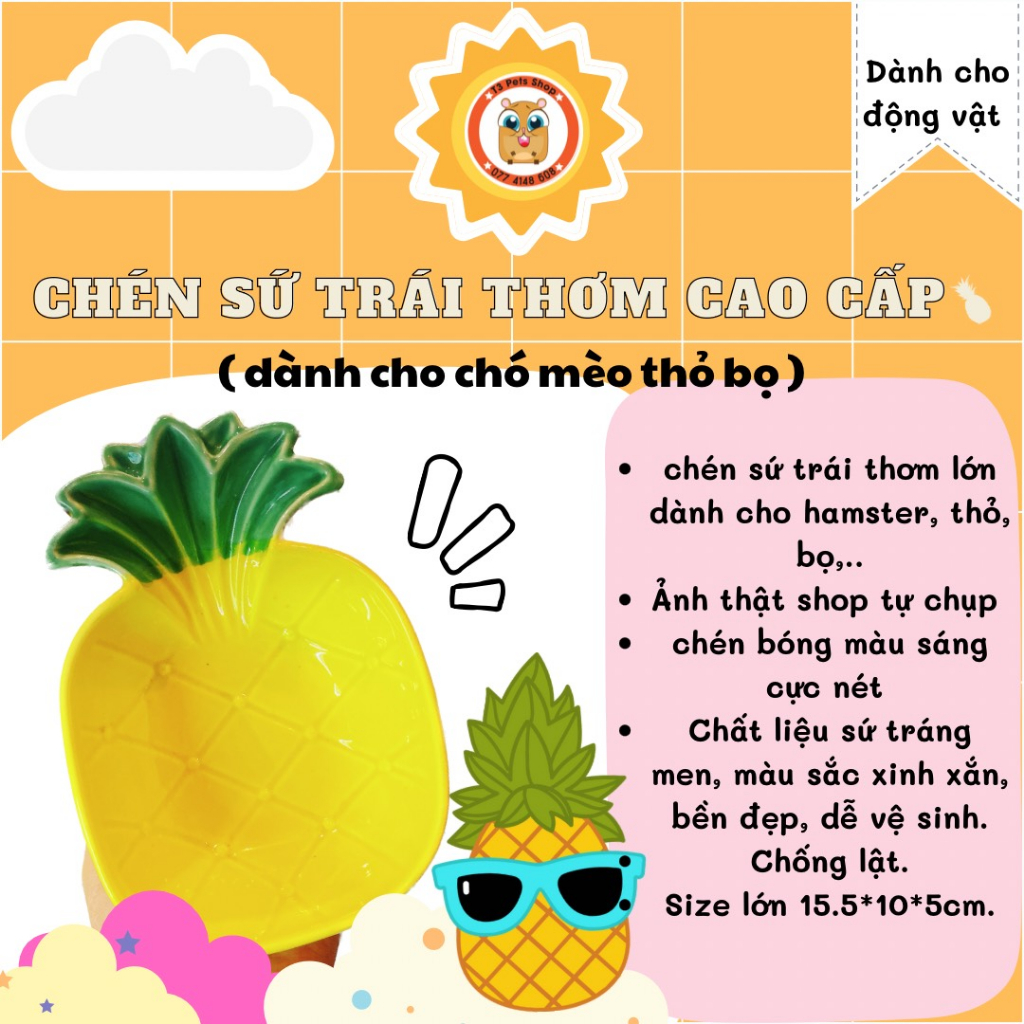 chén sứ trái thơm lớn dành cho hamster, thỏ, bọ,...
