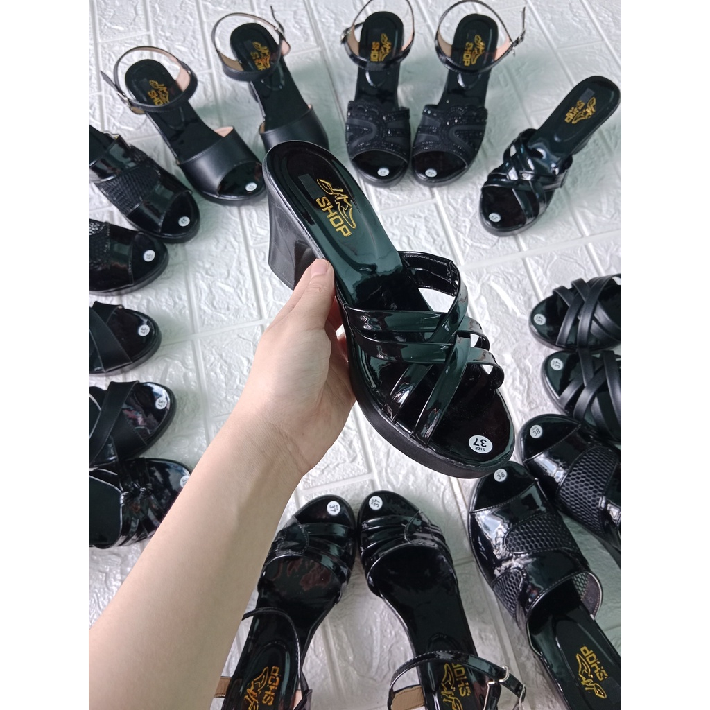 Dép nữ cao gót ĐẸP mẫu hai quai đan gót vuông 7 phân chắc chắn, Thời Trang hè KH-08