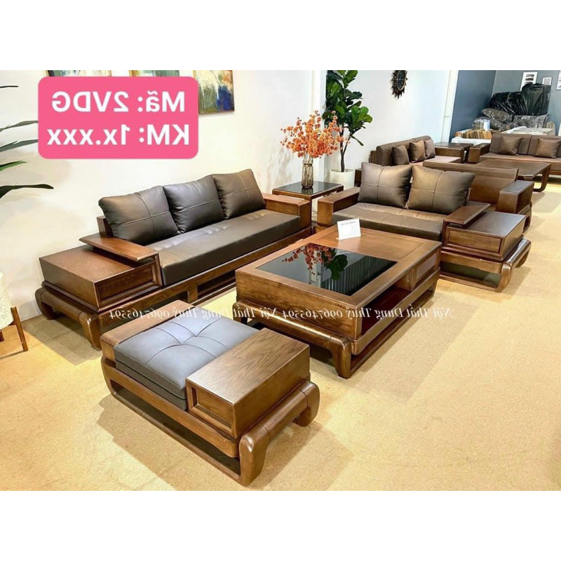 SALE GIÁ TỐT sofa 2 văng đùi gà gỗ sồi nga màu óc chó, màu cánh gián