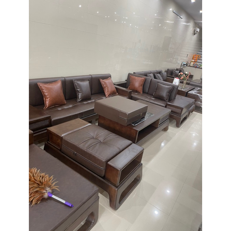 SALE GIÁ TỐT sofa 2 văng đùi gà gỗ sồi nga màu óc chó, màu cánh gián